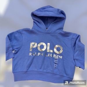 Polo Children’s blue pull over hoodie 67 % cotton 33 % polyester new